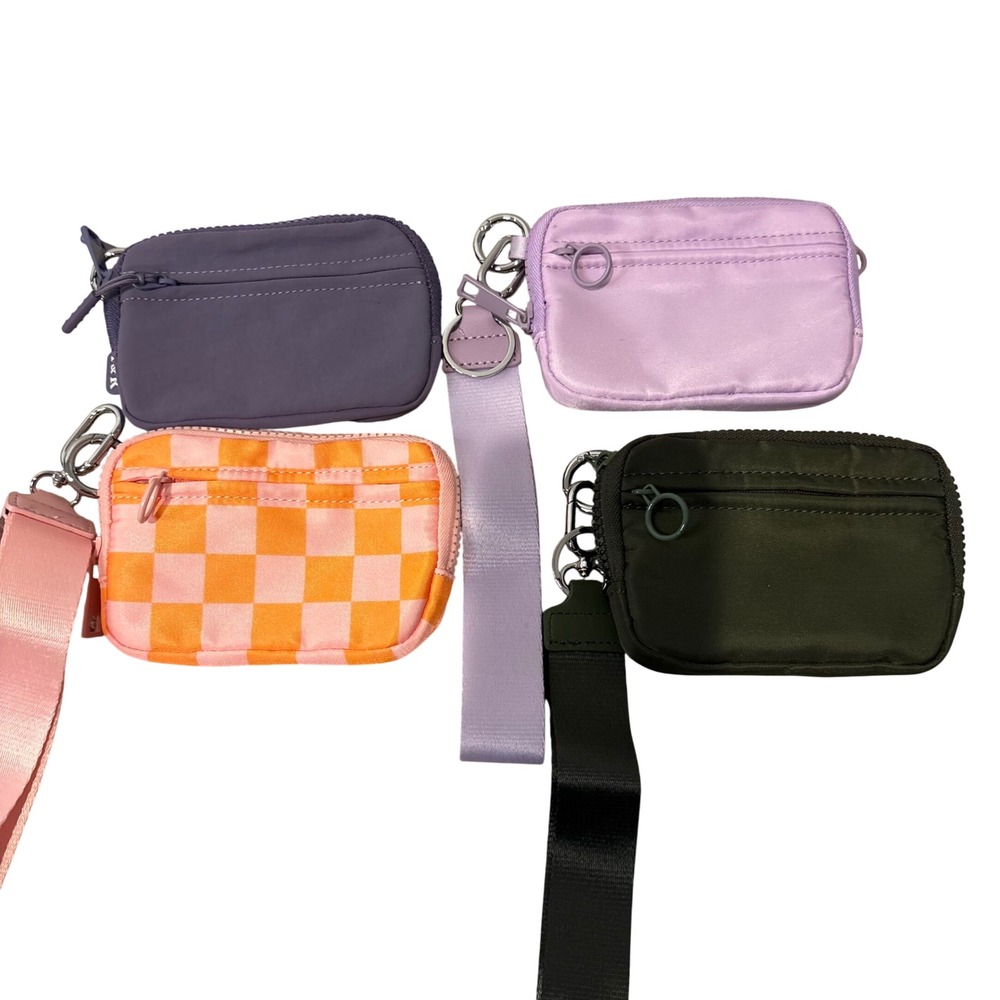 I&R Nylon RFID Mini Pouch Wallet Set OS Multi Color Checkered ID Window 4pc